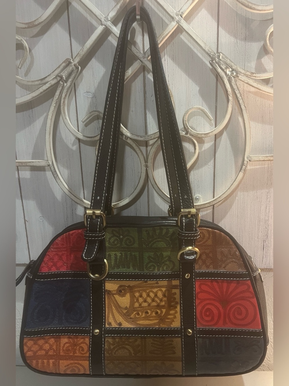 Vindig Iconic Y2K Vintage Multicolor Patchwork Tote Handbag